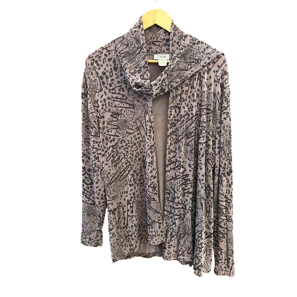 90s Caviar Cowl Neck Top Indie Sleaze Maximalist Animal Print Gothcore Chic
